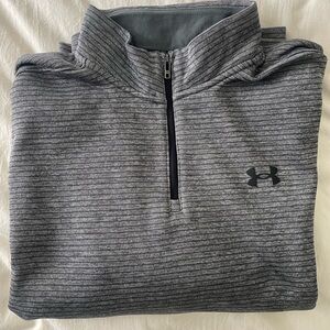 Under Armour Storm Gray Striped 1/4 Zip Golf Pullover